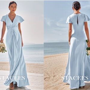 Sky Blue Satin Bridesmaid Dress